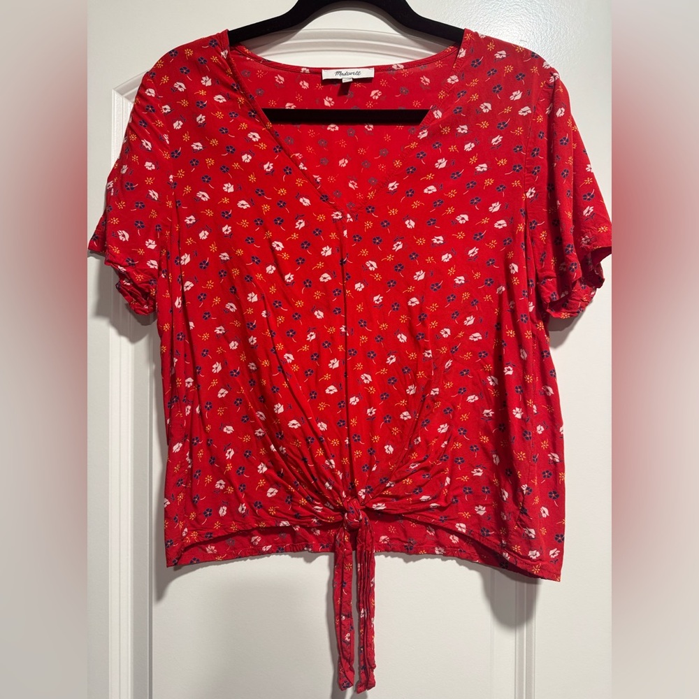 Madewell Red Floral Blouse